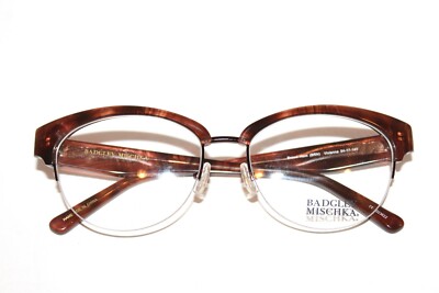 NEW BADGLEY MISCHKA VIVIANNA BRN BROWN HORN EYEGLASSES WOMENS 54-17-140 HANDMADE