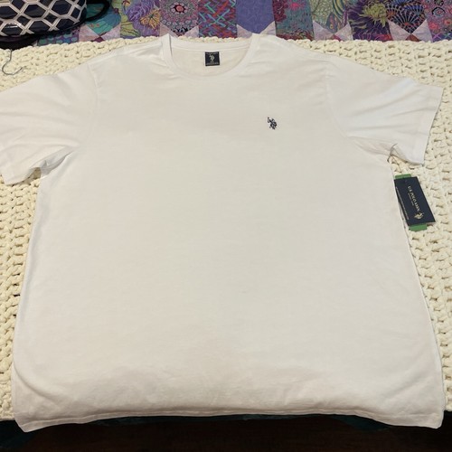 NEW US Polo Assn Short Sleeve Tee Shirt Men's 2XL White Crew Neck Cotton Blend