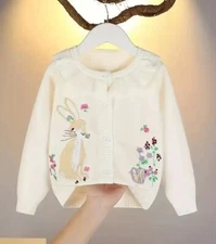 NEW Boutique Girls Bunny Rabbit Easter Cardigan Sweater