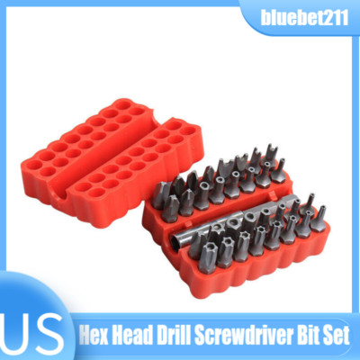 33 PCS with 1/4'' Extension Bit Holder Screwdriver Bit Set Hex Head Drill Bit Set
