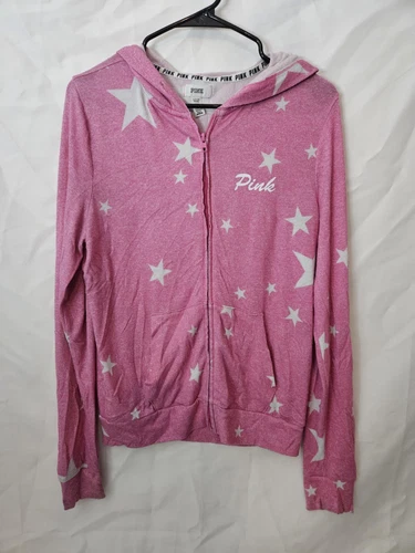 UNDERCOVER Felpa con cappuccio Victorias Secret rosa accogliente perfetta leggera stelle taglia S