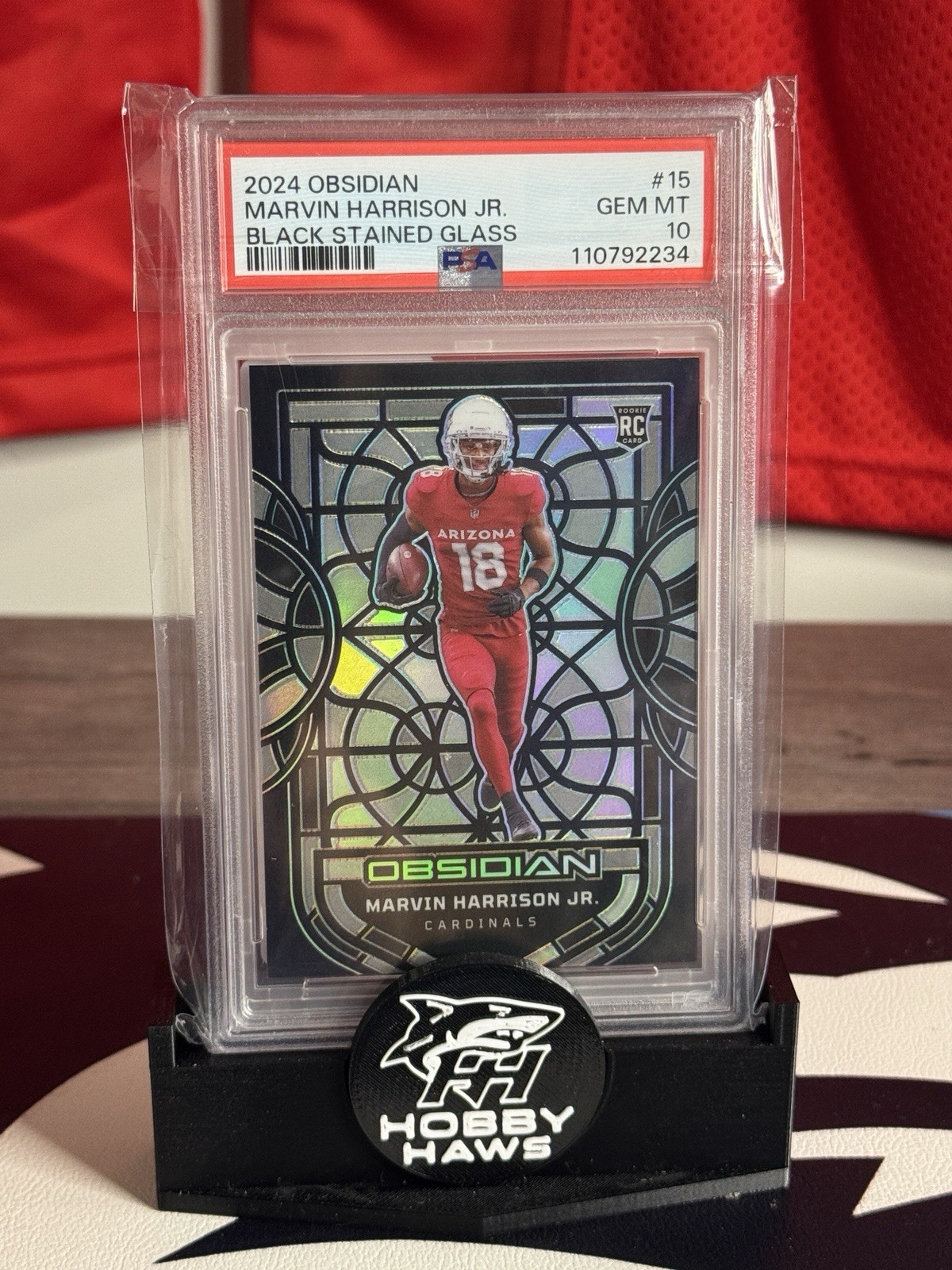 2024 PANINI OBSIDIAN BLACK STAINED GLASS #15 MARVIN HARRISON JR ROOKIE PSA 10