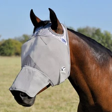 CASHEL Crusader Draft Soft Horse Fly Mask with Long Nose, No Ears, Gray (CFMDL)