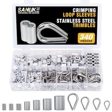 Sanuke 340PCS Stainless Steel Wire Rope Cable Thimbles Assortment