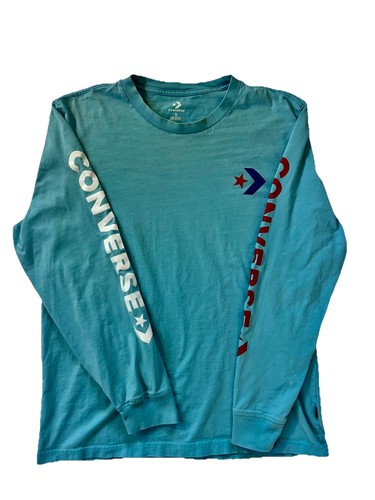 Converse Long Sleeve Shirt Blue Teal Unisex Size L