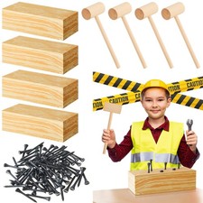 8 Set Wooden Hammer Toys Kids Hammer Pounding Toy 8 Year Old Carpentry Workb...