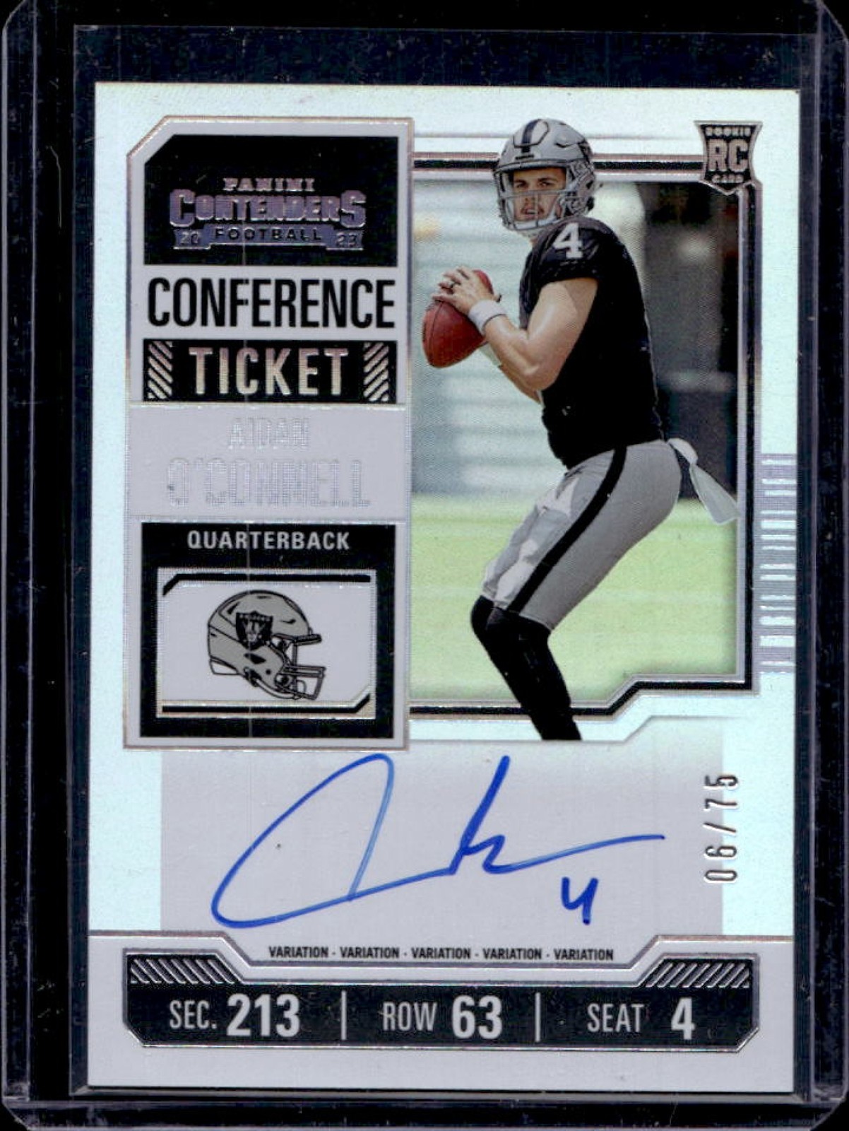 2023 Contenders Aidan O'Connell Variation RC Conference Ticket Auto #6/75