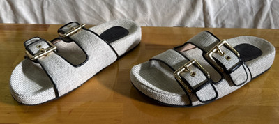 J.Crew Marlow Sandals Canvas Double Buckle Slide Sandals BX925 Size 7.5 in VGC