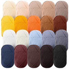 20 Skeins Soft Milk Cotton Yarn Assorted Colors Sport Weight Yarn for Crochet...