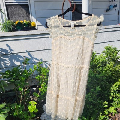 ebay cream dress Saks Fifth Avenue 1950's Cream Dress With Button Accents Small Zipper Back