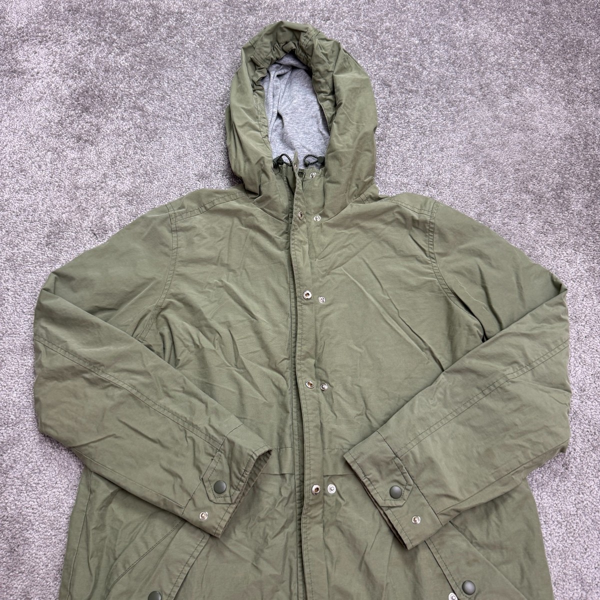Old Navy Anorak Hoodie Parka Jacket Women Small Olive Green Lined 