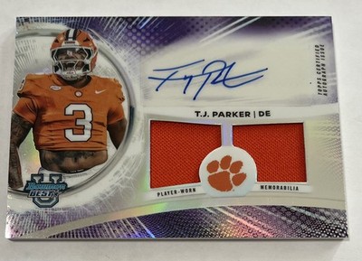 T.J. Parker 2025 Bowman U s Best Dual Relic Rookie Patch Auto Clemson Tigers RPA