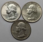 Washington Silver Quarters 3 Different Date