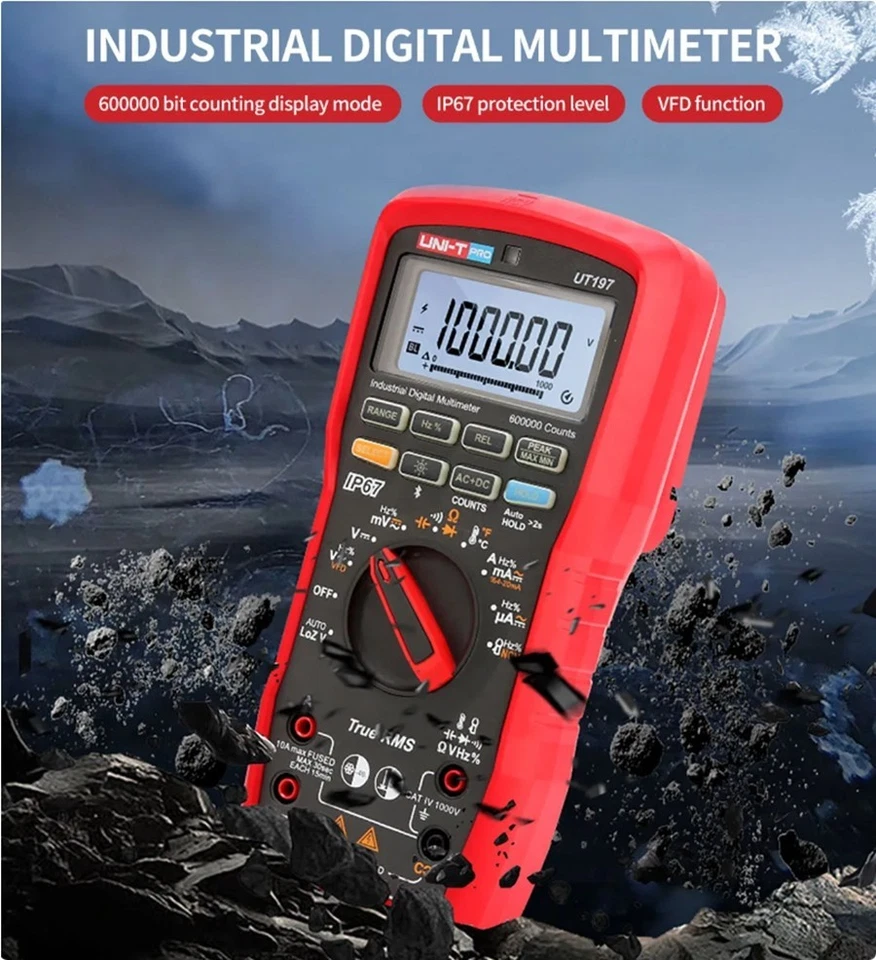 UNI-T UT197 TRMS Industrial Digital Multimeter 5 1/2 VFD LoZ Test IP67 Bluetooth - Image 4 of 4