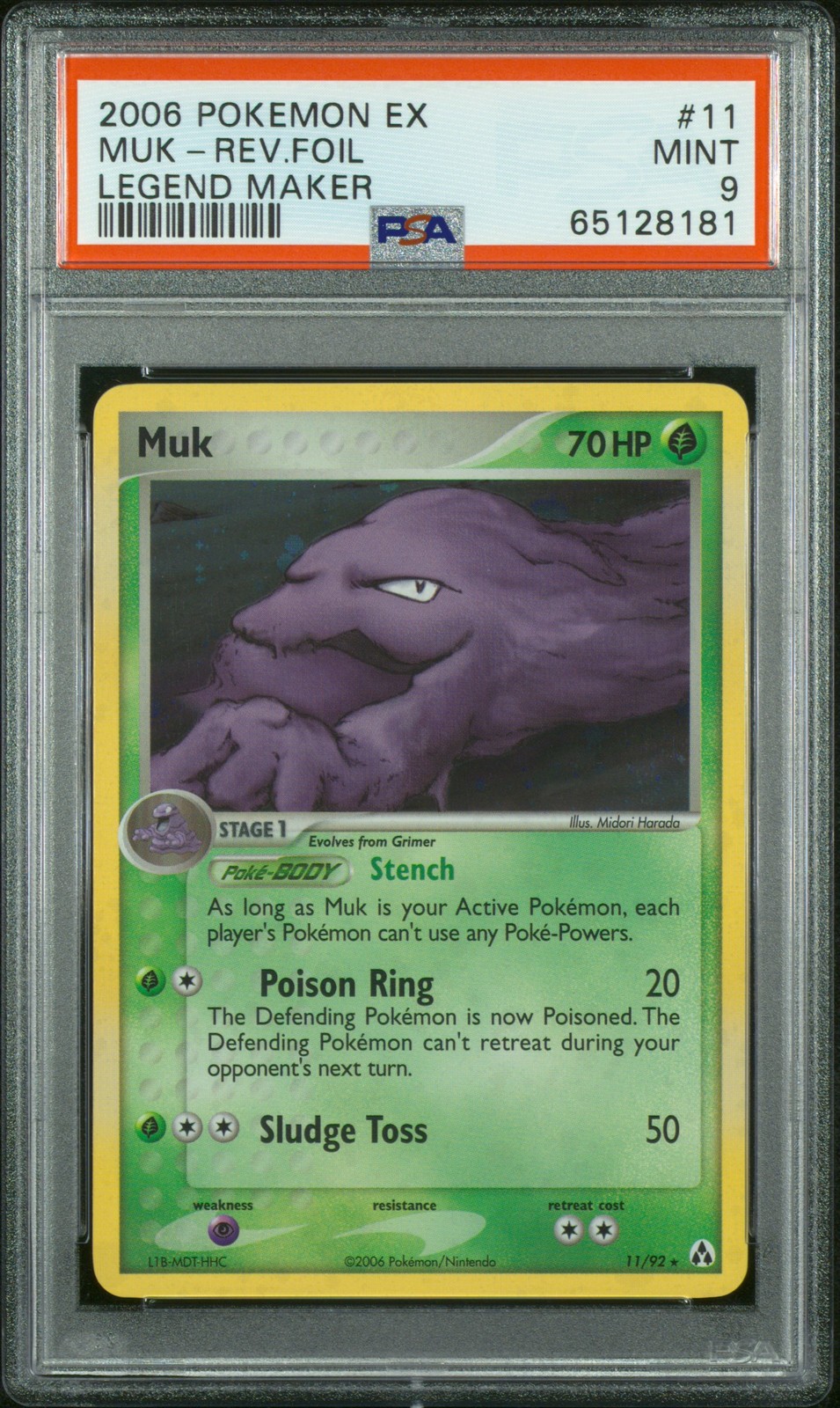 2006 Pokemon Ex Legend Maker Reverse Holo Muk #11 PSA 9