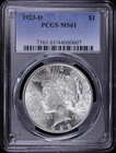1923-D $1 Peace Silver Dollar PCGS MS 61 | Uncirculated UNC