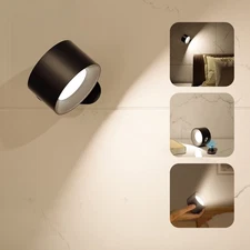 LED Wall Sconce, Wall Mounted Lamp with Rechargeable Battery Operated USB Por...