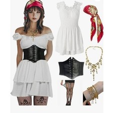 Pirate Costume Sexy Women's Ren Fair Romper Dress + Accessories MEDIUM - LARGE