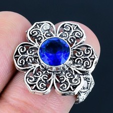 London Blue Topaz Gemstone Handmade 925 Sterling Silver Jewelry Ring Size 7