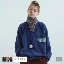 Enjoblues Retro Snap Fleece Anorak Blue 29cm