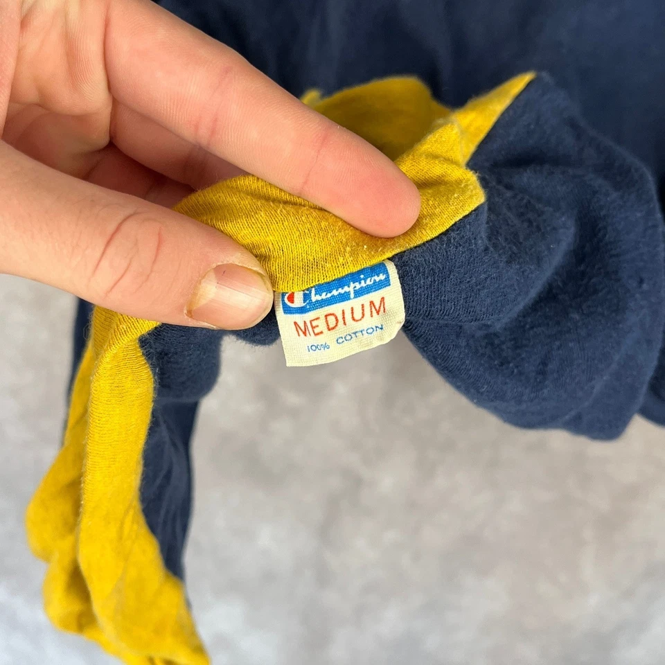 Vintage 60s 70s Notre Dame Double Face Reversible Champion T-Shirt Medium Navy - Image 2 of 4