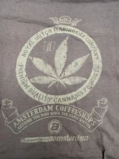 Vintage Authentic Amsterdam Coffee Shop T Shirt Men M 2005 Royal Dutch Cannabis