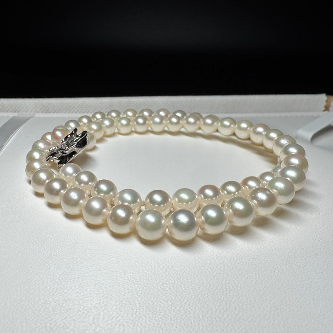 Akoya Pearl Necklace Silver White 6.5-6.8mm From Japan