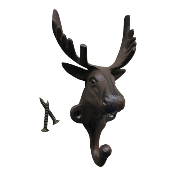 Wandhaken Elch Gusseisen Braun Geweih Hirsch Garderobenhaken Eisen Guss Haken-image