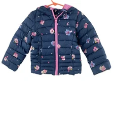 JOULES Puffy Coat 4 Years Girls Navy Floral Toddler Girl Winter Outdoors Puffer 