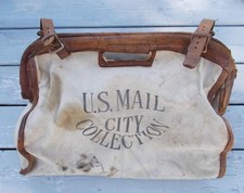 Vintage Postal Service Canvas  Leather U.S. Mail City Collection Satchel Bag