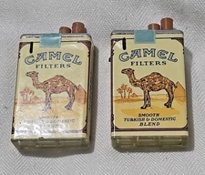 Vintage CAMEL Lot Of 2 Filters Cigarette Pack Butane Lighters - Working 