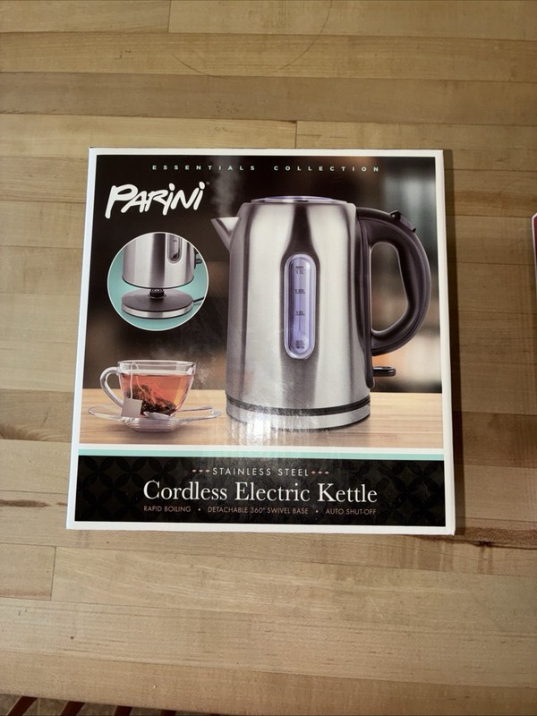 Parini Essentials Stainless Steel 1.7L 1500W Cordless Kettle Auto Shut-Off
