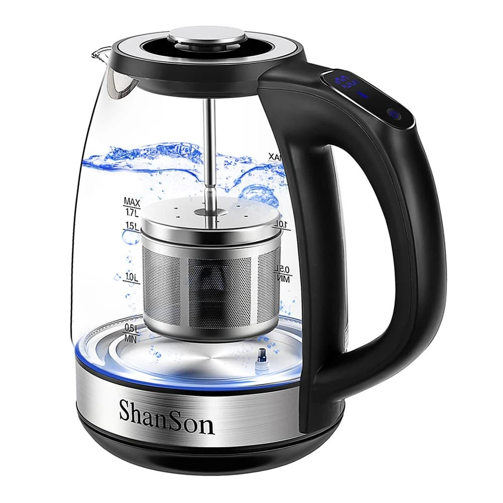 Electric Kettle with Tea Infuser 1.7L Temperature Control Glass Electric Tea ...
