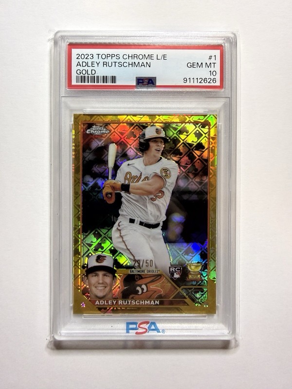 2023 Topps Chrome Logofractor - Adley Rutschman #1 Gold Refractor /50 PSA 10