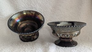 Northwood Carnival Glass Grape & Cable Deep Amethyst Sherbet Bowls (2)