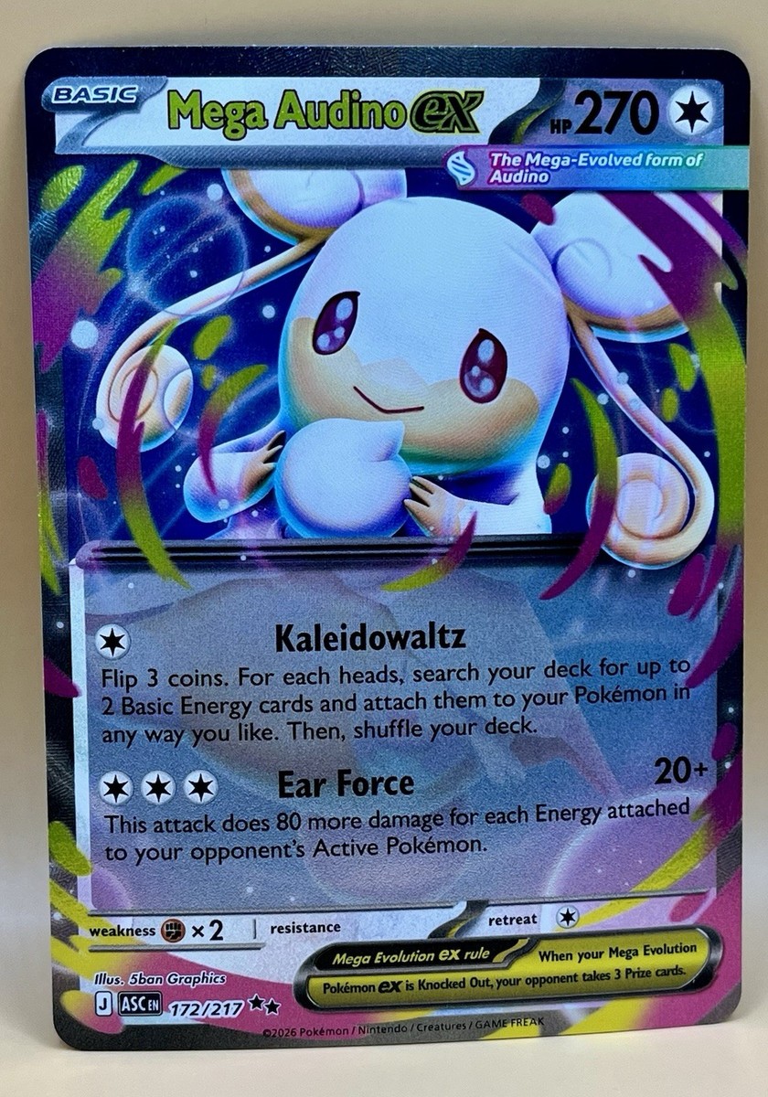 ポケモンカードゲーム anuenue Mega Audino EX 172/217 – Ascended Heroes (Double Rare) - NM - 2026