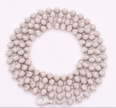 5 mm Diamantschliff Mondschliff Kugel Perlenkette Halskette Echt Sterling Silber 925