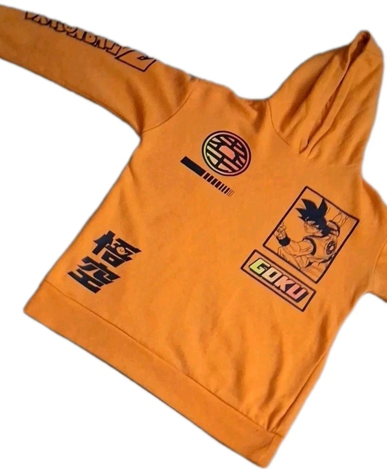 Dragon Ball Z 男孩橙色 Goku 套衫连帽衫 10-12 或男式 S — 第 3/4 张图片