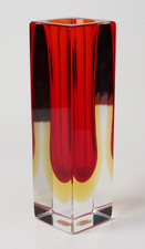 Vintage Murano Orange/Yellow Uranium Sommerso Glass Vase - Flavio Poli Style