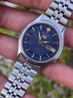 RARE Seiko 5 Blue Dial Geometric Border Automatic Vintage Men's Watch 7009-3101