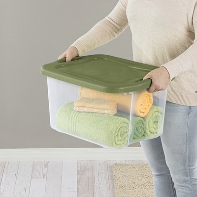 Sterilite EZ Carry 40-quart Medium Storage Box with Full Grip Handle, Green