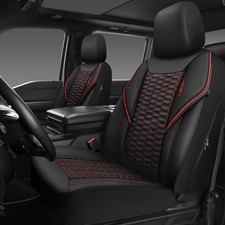 CAR PASS 3D Foam Mesh Leather Car Seat Two Front Black And Red Mesh Leather
