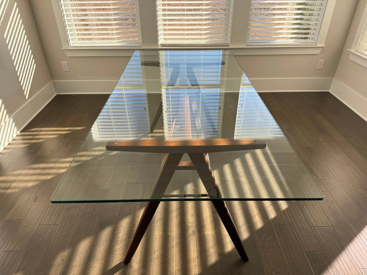 West elm glass 2024 dining table jensen