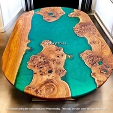 36"x82" Green Epoxy Resin Cafeteria Dining Table Top Living Room Furniture Decor