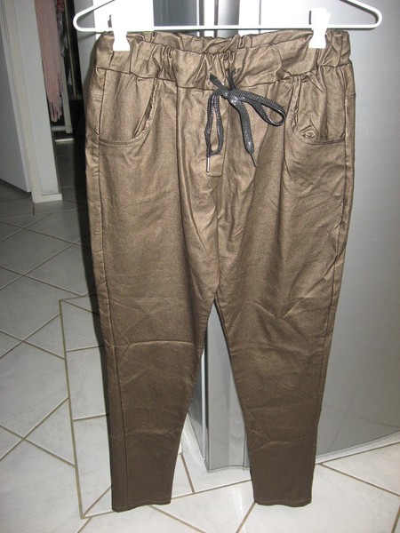 LILAC DESIGNS METALLIC BROWN JOGGER PANTS WITH POCKETS+DRAWSTRING TIE SIZE M