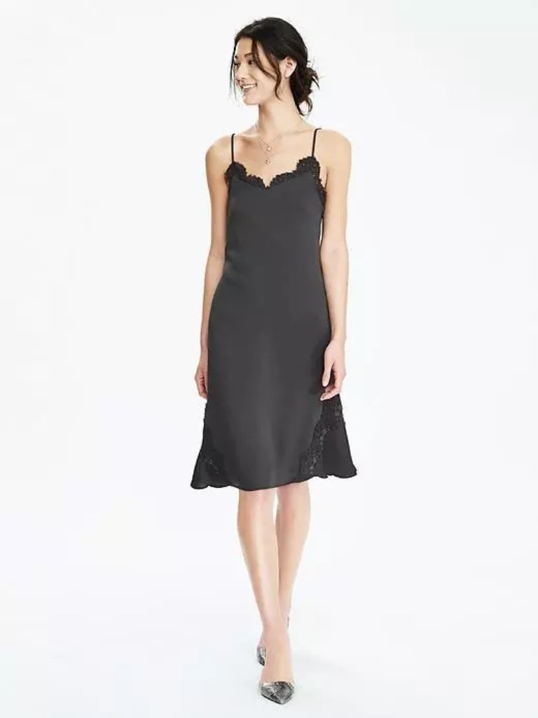 New Banana Republic Women Black Strappy Slip Dress SZ 0