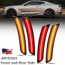 4X Smoked/Clear LED Side Marker Light Front Rear Set for 2016-2023 Chevy Camaro