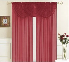 Kashi Home Sheer Valance Rod Pocket Sheer with Tassel 36"x37"