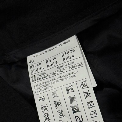 yuuu.　36 Stile Benetton Pants Womens 4 Black Basic Smart Straight Leg