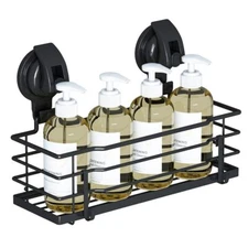 Suction Cup Shower Caddy Shower Shelf Soap Dish with Hooks for Razor Sponge R...